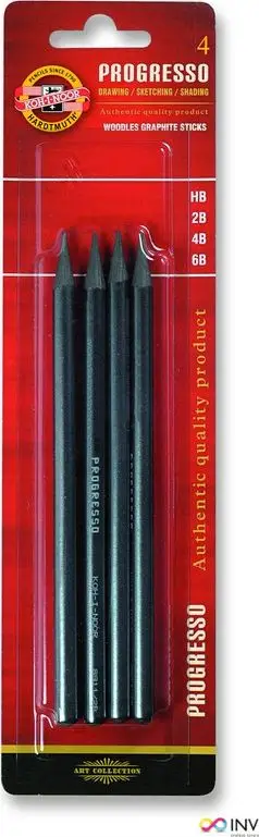 Set lapsash grafit Koh I Noor Progresso 9814, HB 2B 4B 6B, 4 copë