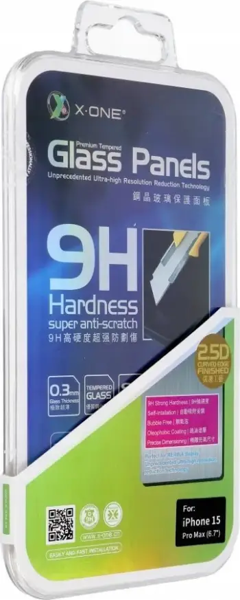 Xham mbrojtës X-One për iPhone 15 Pro Max, tempered glass, transparents