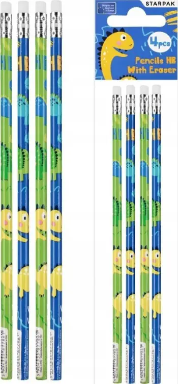 Set lapsash Starpak Dino HB, me gomë, 4 copë, shumëngjyrësh