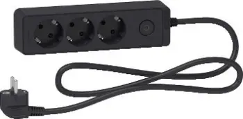 Shteker me dalje Schneider Electric, 3 porta, me çelës, 1.5m, i zi