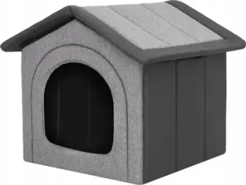 Shtëpi bude për qen HobbyDog, 46x52x53 cm, e palosshme, gri