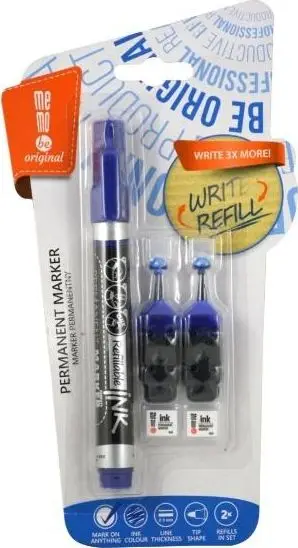 Marker permanent MemoBe, me bojë rimbushëse, blu