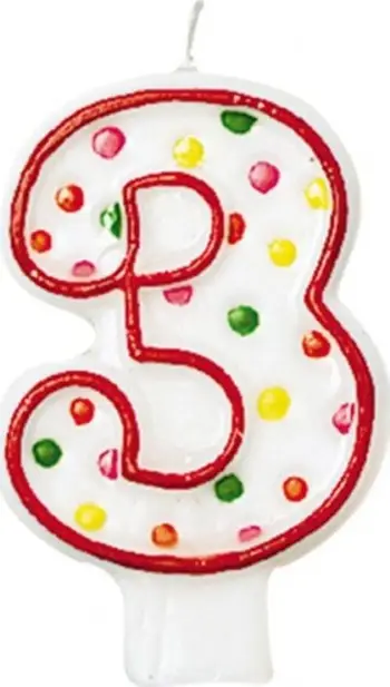 Qiri dekorativ Amscan Number Candle, formë numri, për torte ditëlindjeje, shumëngjyrësh