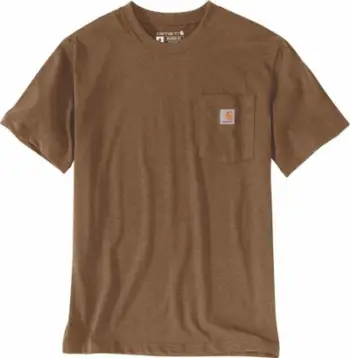 Bluzë Carhartt Workwear K87 Pocket, pambuk, xhep në kraharor, kafe