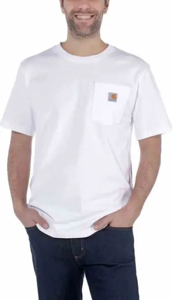 Bluzë Carhartt Workwear K87 Pocket, pambuk, madhësia L, e bardhë