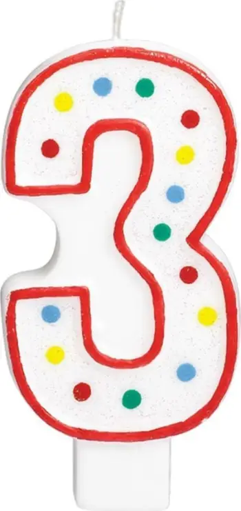 Qiri ditëlindjeje me numër, 5", numri 3, shumëngjyrësh