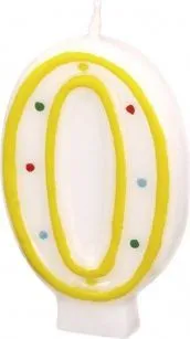 Qiri për ditëlindje Birthday Candles, numri 0, 7 cm, shumëngjyrësh - 1
