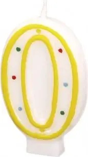 Qiri për ditëlindje Birthday Candles, numri 0, 7 cm, shumëngjyrësh