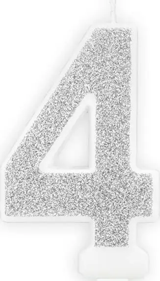 Qiri ditëlindjeje me numrin 4, 7 cm, argjend me shkëlqim