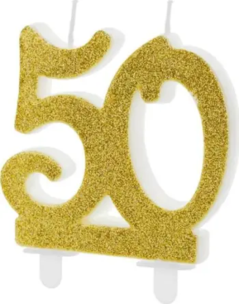 Qiri ditëlindjeje numri 50, 7.5cm, ari me shkëlqim