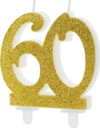 Qiri ditëlindjeje numri 60, 7.5 cm, ngjyrë ari me shkëlqim