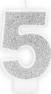 Qiri ditëlindjeje me numrin 5, 7cm, argjendtë me shkëlqim