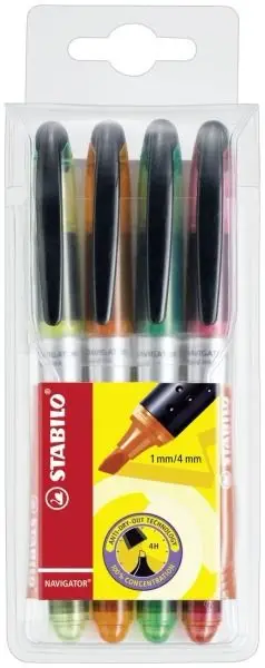 Marker Stabilo Highlighter 545 4, majë e pjerrët, xhepi, shumëngjyrësh