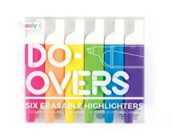 Marker tekstesh të fshishëm Ooly Do-Overs Rainbow, set 6 copë, shumëngjyrëshe