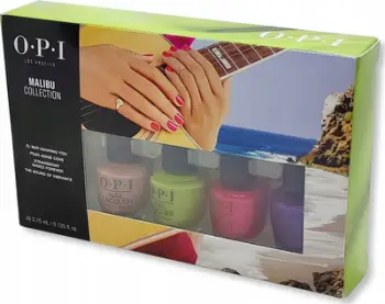 Set llak thonjsh OPI Malibu Collection, 4x mini, veror, shumëngjyrësh