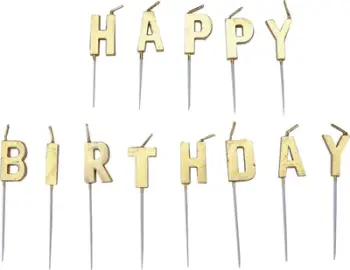 Qirinj ditëlindjeje Amscan Happy Birthday, 7.5cm, 13 copë, ngjyrë ari