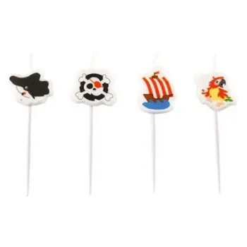 Qirinj ditëlindjeje Amscan Pirates, set 4 copë, 7 cm, shumëngjyrësh