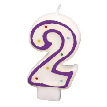 Qirinj për tortë Cake Candles, numri 2, 7 cm, shumëngjyrësh