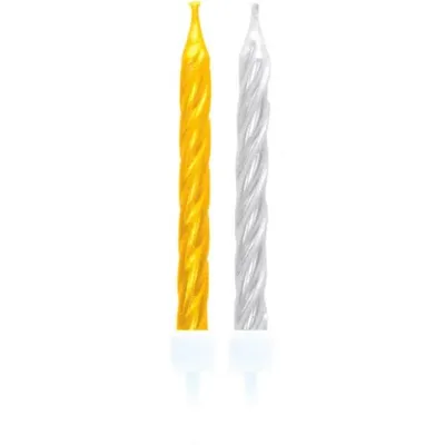Qirinj spiral për tortë Neutral, 6.3cm, 10 copë, ari dhe argjend - 1