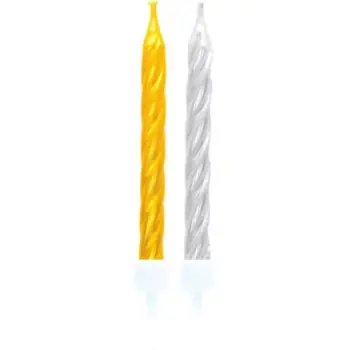 Qirinj spiral për tortë Neutral, 6.3cm, 10 copë, ari dhe argjend