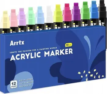 Markera akrilik ARRTX LC303274, 12 ngjyra, majë felt-tip