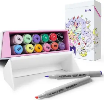 Markera me dy anë ARRTX Oros, set 12 ngjyra pastel, bazë alkooli