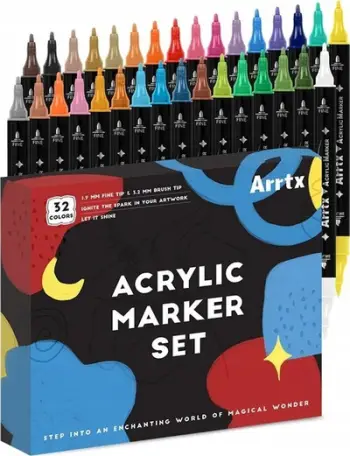 Markera akrilikë ARRTX Highlighters, 32 copa, majë 3.2mm, shumëngjyrëshe