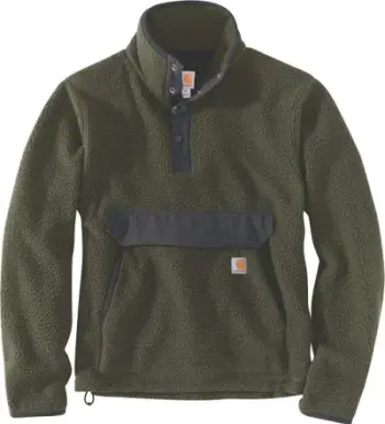 Bluze Fleece Carhartt Relaxed Fit, sherpa poliester, xhep kangur, jeshile e errët, S