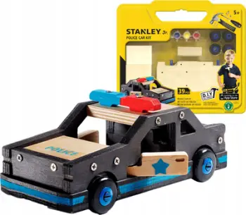 Set lodër druri Stanley Jr Police Car K096 SY, makinë policie DIY
