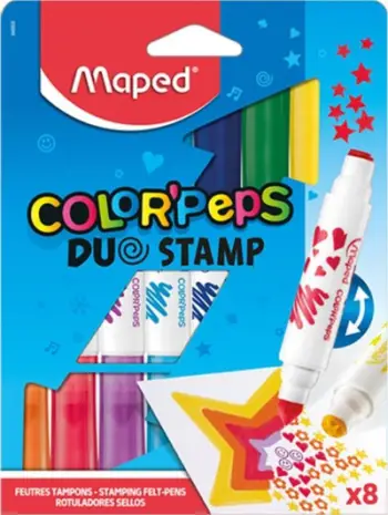 Markera me dy anë Maped Double Ended, 8 ngjyra, me vula, shumëngjyrëshe
