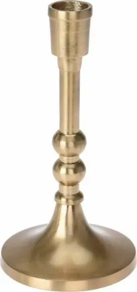 Kandilmbajtëse dekorative alumini Classic Golden, për qirinj të gjatë, ngjyrë ari