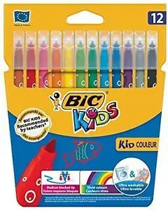 Markera ngjyrues Bic Kid Couleur, set 12 copë, me bazë uji