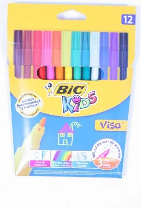 Markera me ngjyra Bic Kid Visa, 12 copa, të larshëm, shumëngjyrëshe - 1