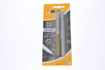 Markera permanent BIC Marking Metallic, majë mesatare, paketë 2 copë, ari dhe argjend