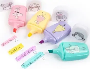 Markera teksti Kidea Princesses, set 4 ngjyra pastel, shumëngjyrëshe