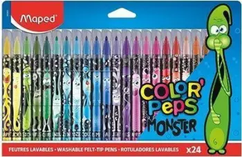 Markera me ngjyra Maped Colorpeps Monster, set 24 ngjyra, për fëmijë, shumëngjyrëshe