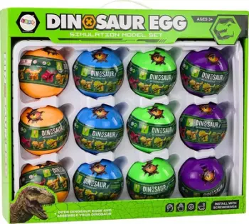 Set lodrash dinosaurë Rolling Eggs, 12 vezë, shumëngjyrëshe