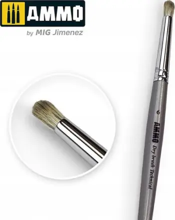 Furçë teknike për modelim Ammo Drybrush 6, madhësi 6, e bardhë