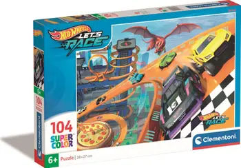Puzzle Clementoni Super Color Hot Wheels, 104 pjesë, 38x27 cm, shumëngjyrësh