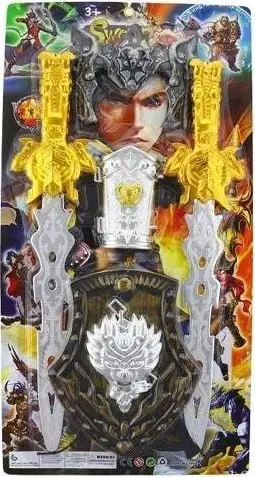 Set lodrash gladiator për fëmijë, 5 pjesë, plastike, ngjyrë ari dhe argjendi
