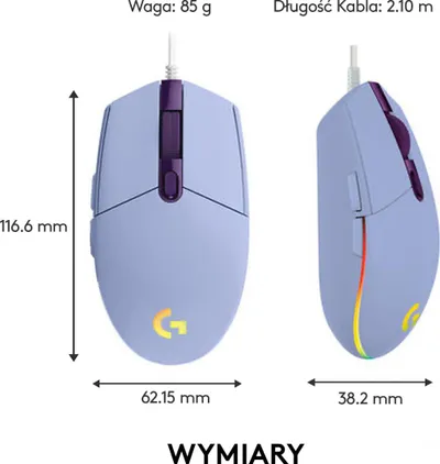 Maus Logitech G102 Lightsync vjollcë (910-005854) - 9
