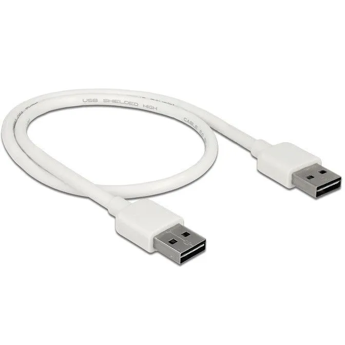 Kabllo USB DELOCK EASY 2.0 Type-A to Type-A 0.5m – Bardhë - 1