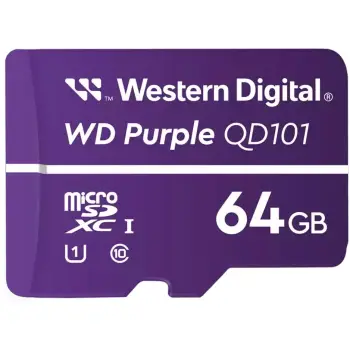 Kartë Memorie SD CARD WD Purple 64GB Surveillance microSD XC Class – 10 UHS 1