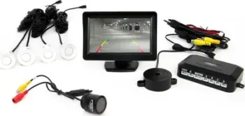 Set sensorë parkimi TFT01, ekran 4.3", kamerë HD-315-LED, 4 sensorë, i bardhë