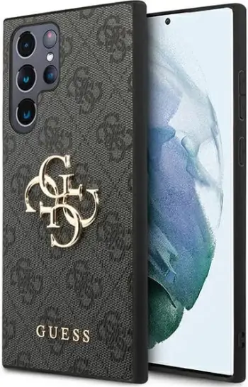 Mbështjellës, Guess, 4G Big Metal Logo, për Samsung Galaxy S24 Ultra (S928), i fortë TPU/PC me eko-lëkurë, i zi