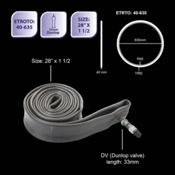Gomë e brendshme biçiklete Bicycle Gear 28" x 1 1/2, valvul DV, e zezë