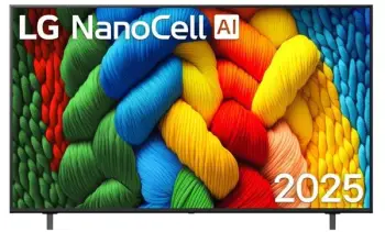 Televizor LED 65", LG 65NANO80A3B, 4K Ultra HD NanoCell, webOS 25, 60Hz, procesor AI α7 Gen8, ngjyrë e zezë