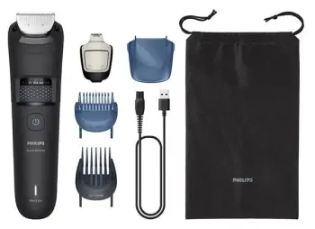 Trimer mjekre dhe flokësh Philips Series 5000 BT5775/15, pa kabllo, i papërshkueshëm nga uji, gri