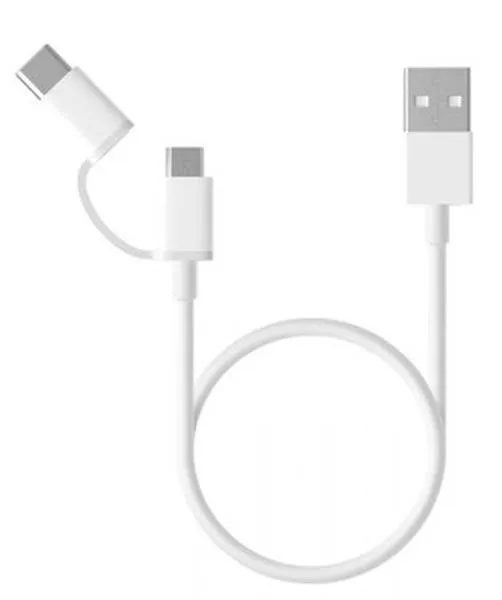 KABELL XIAOMI MI 2-IN-1 MICRO USB/TYPE C WHITE - 1