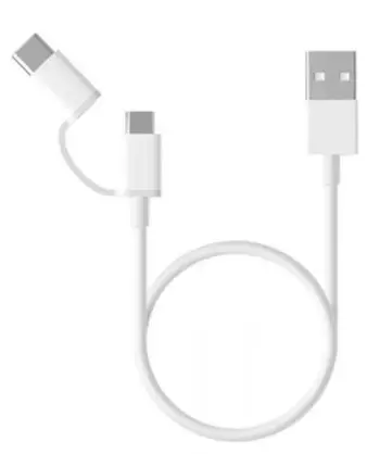 KABELL XIAOMI MI 2-IN-1 MICRO USB/TYPE C WHITE